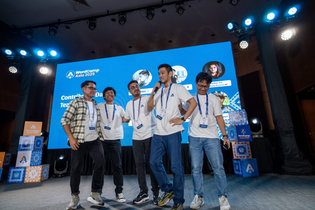 Contributor Day Team having emotional speech on the closing remarks during the event on WordCamp Asia 2025
